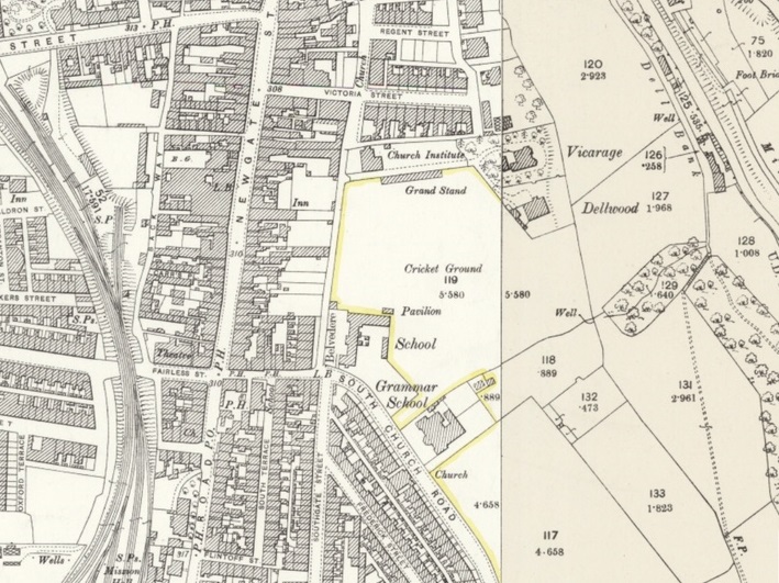 Bishop Auckland - Cricket Club : Map credit National Library of Scotland